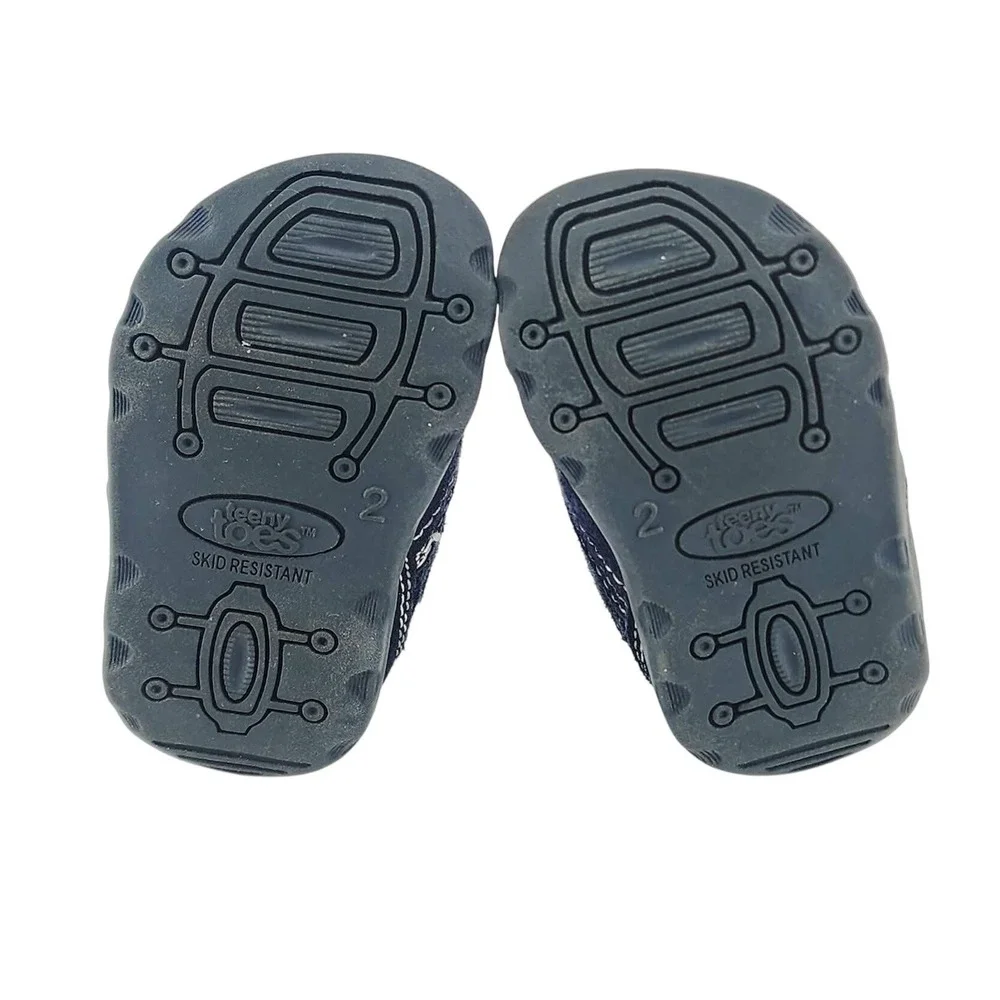 Teeny Toes Infant Boys Navy Blue Red Skid Resistant Sneakers‎ Size 2